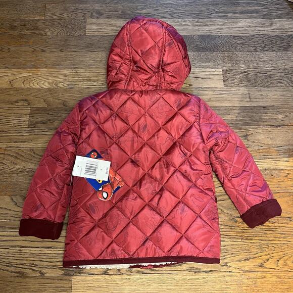 Marvel Spiderman Boys Coat 3T Hoodie Jacket Red Zip Plush Fleece Faux Fur $50 - Picture 3 of 16